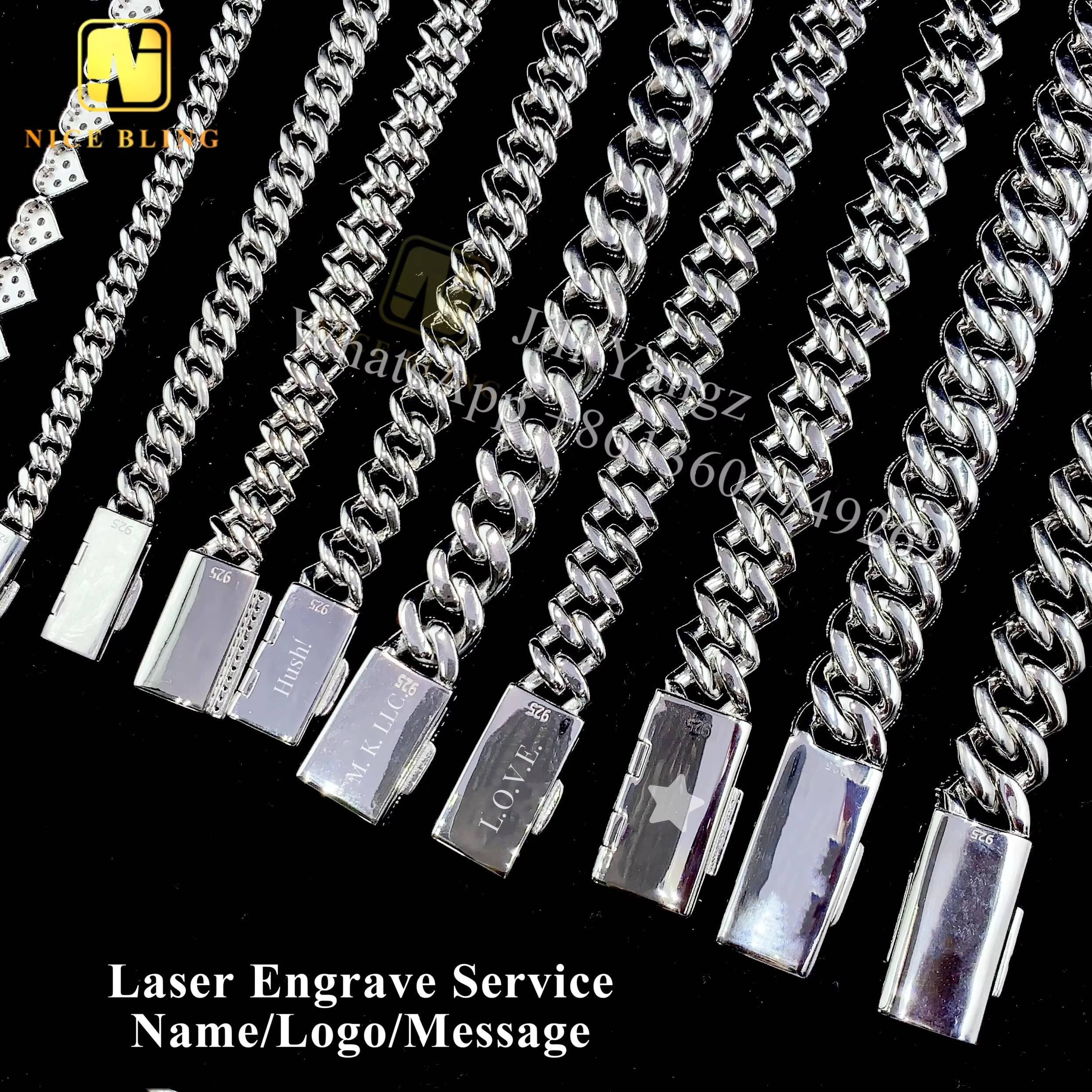 Nice Bling Jewelry Affordable Moissanite Cuban Bracelet Ready Stock 6mm to 14mm Hip Hop Rock Moissanite Cuban Chain 925 Silver