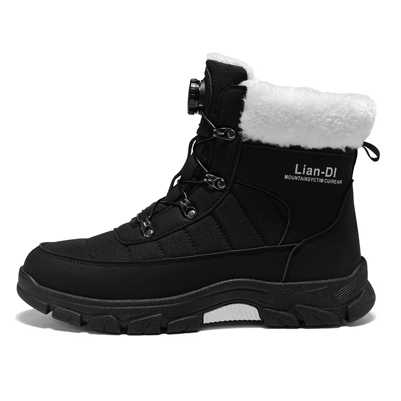 Snow Boots Men Women Large Cotton Boots with Velvet Mid Top High Top Martin Boots for Warmth and Comfort