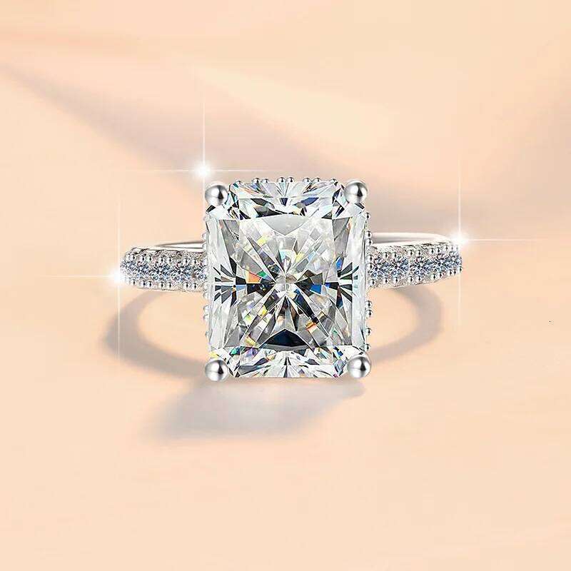 10ct D Color Moissanite Engagement Ring for Women 925 Sterling Silver Gold Plated Solitaire Rings Wholesale 296