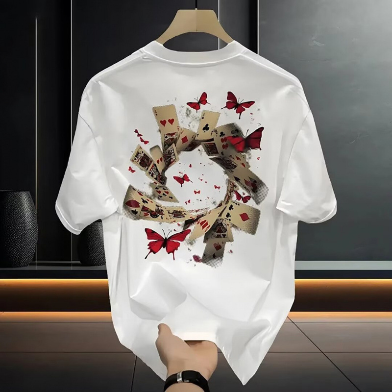 Summer New Arrival Heavyweight 100% Cotton Casual & Breathable Short Sleeve T-shirt. American Streetwear Style, Crew Neck, Loose Fit, Versatile Tee.