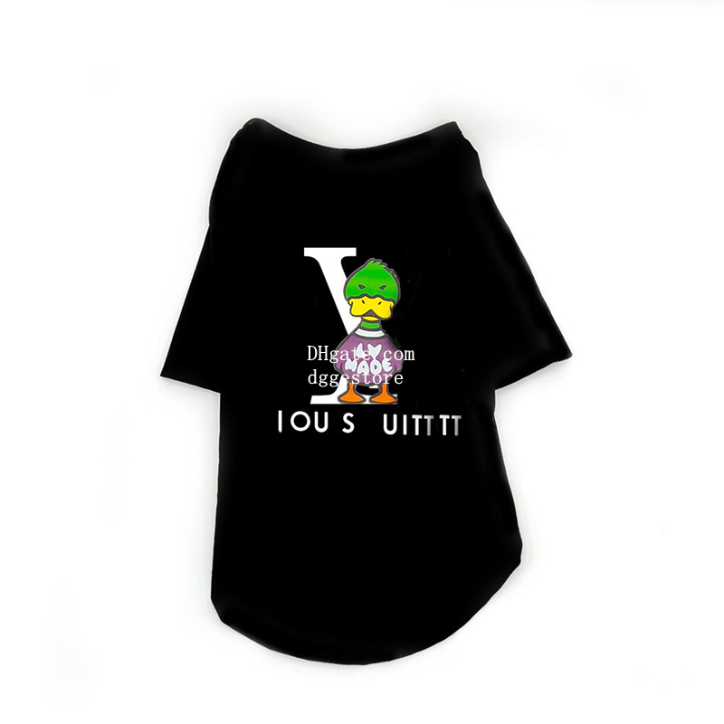 Designer Dog Clothes White Black Pet Short Sleeve Shirt Cartoon Duck Pattern Soft Dog T-Shirt Comfortable Apparel for Small Medium Dogs Multiple Sizes Available Y385