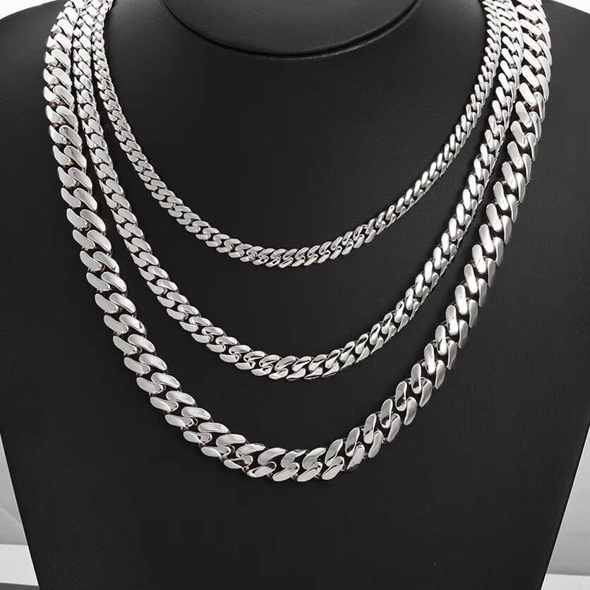 NUOYA High Quality 925 Sterling Silver Cuban Link Chain Iced Out Moissanite Diamond Clasp Smooth Chain Necklace Gift for Women