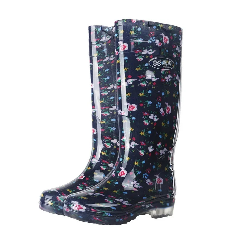 Womens High-Tube Rain Boots Cotton-Padded Fleece-Lined Mid-Calf Waterproof Non-Slip Shoe Covers Fashionable Winter Boots 251225