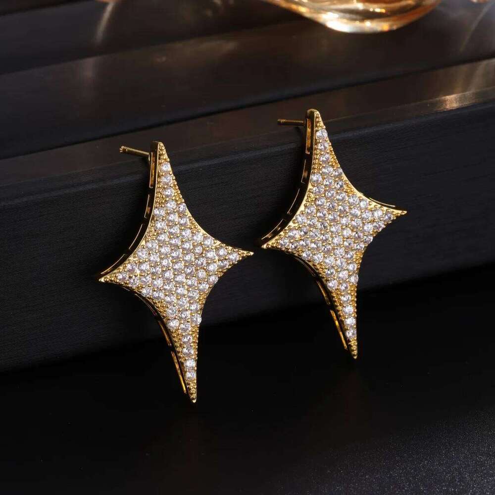 ZAKOL Micro Inlaid Zircon Four Pointed Star Earrings For Women Exquisite High-end Jewelry Gifts