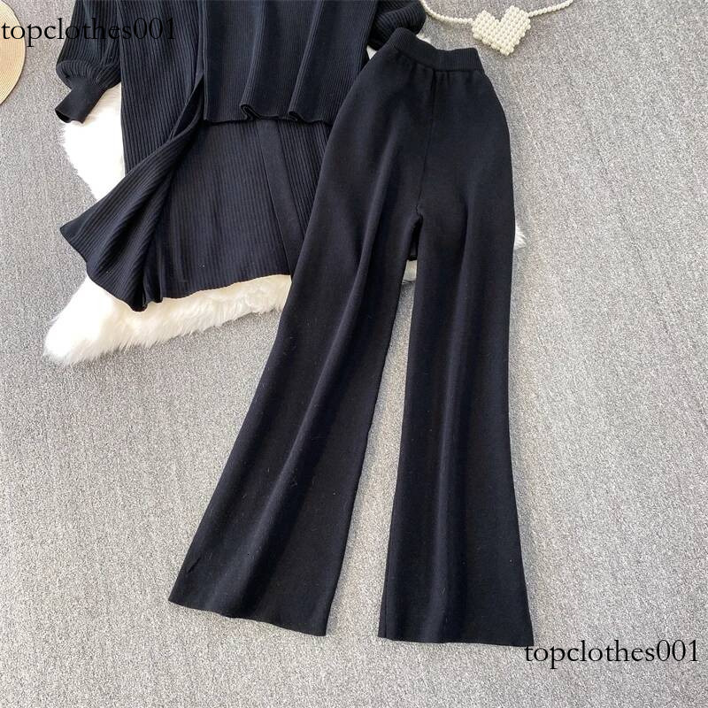 XFPV Casual Style Women 3 Piece Set Loose Mid-Length Sweater Cardigan Jacket Sleeveless Knit Vest + Wide-Leg Pants Winter New