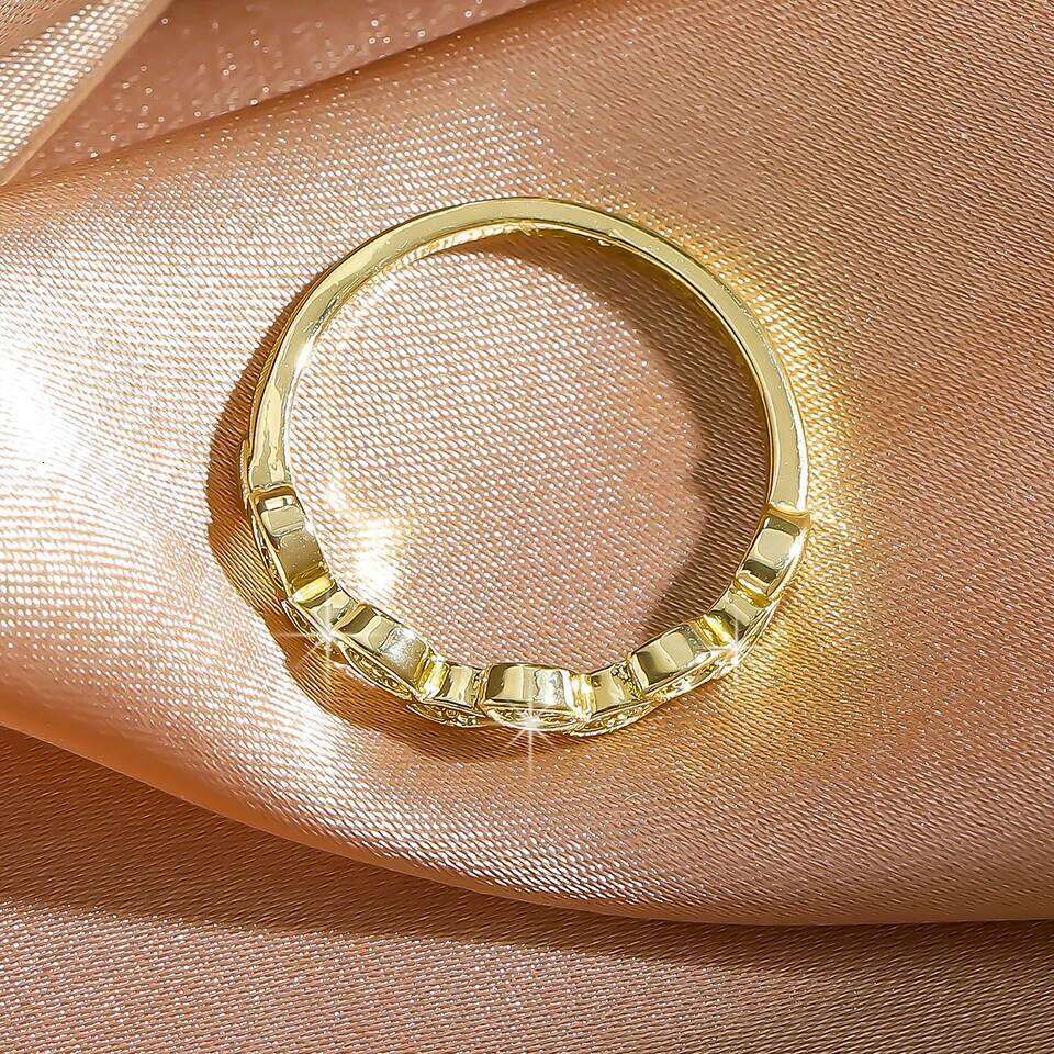 ZAKOL Minimalist Fashion 18K Gold Color Leaf Zircon Finger Ring for Women Exquisite Anniversary Birthday Jewelry Gift