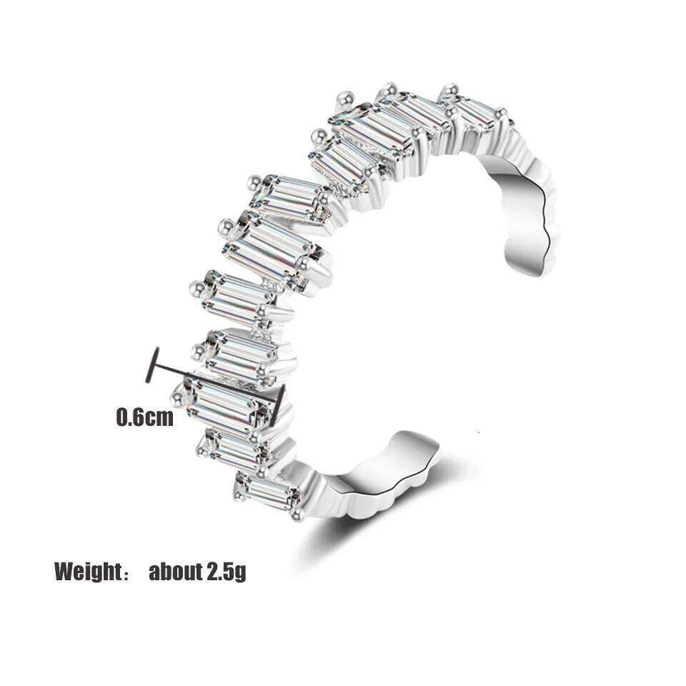 ZAKOL Korean Colorful Zircon Open Rings for Women Rectangle Crystal Finger Ring Engagement Wedding Party Jewelry
