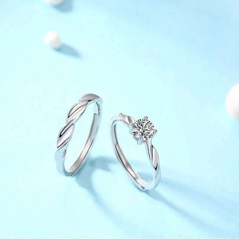 0.5ct D Color Moissanite Engagement Couple Ring for Women 925 Sterling Silver Gold Plated Solitaire Rings Wholesale ca2