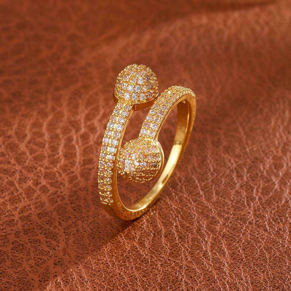 ZAKOL Luxury Buling Micro-Inlaid Zircon Half Spherical Open Exquisite Shiny Engagement Wedding Ring Jewelry Gift