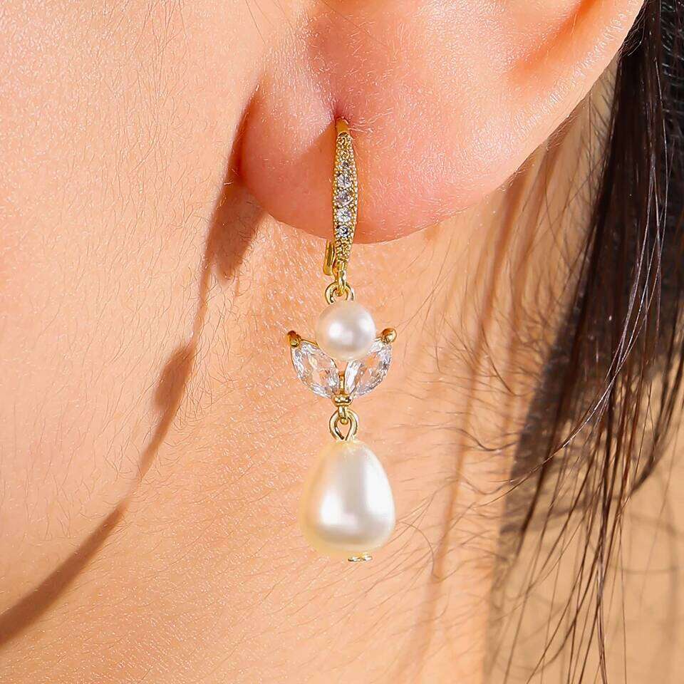 ZAKOL New Glorious Shiny Zircon Smooth Imitation Pearls Drop Earrings for Women Fashion Elegance Wedding Party Jewelry Gift