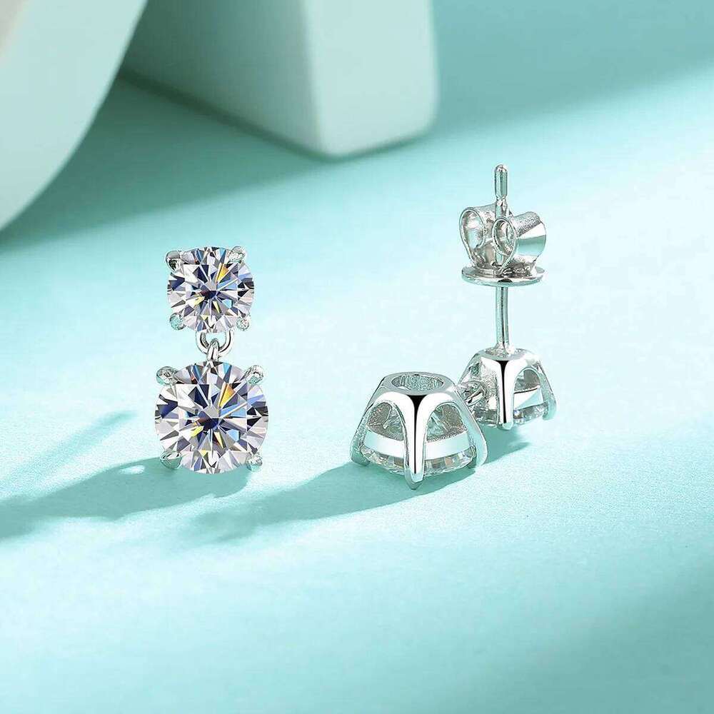 3ct D Color Moissanite Stud Earrings Round Cut Lab Created Diamond 925 Sterling Silver Bridal Jewelry For Women Gifts eaa