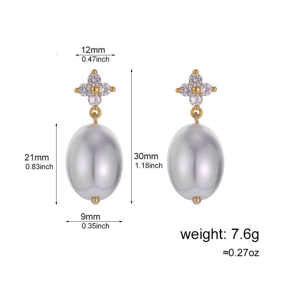 ZAKOL New Exquisite Zircon Oval Pearls Drop Dangle for Women Elegant Bridal Earrings Wedding Jewelry