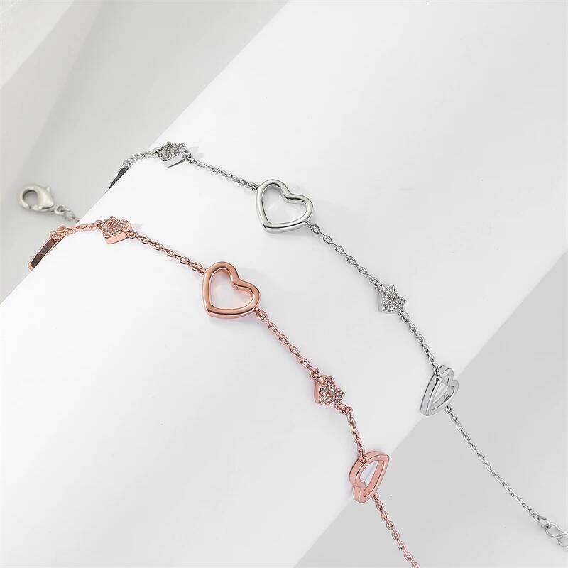 Simple Fashion Hollow Heart Charm Bracelet White Rose Gold Color Link Chain Bracelets Exquisite Party Jewelry 2023 New