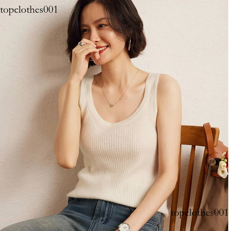 New Women Sexy 100% Cashmere High Elasticity Crop Fashion Tops O-Neck Tank Soft Warm Ladies Knit Camisole Basic Bottom Vest