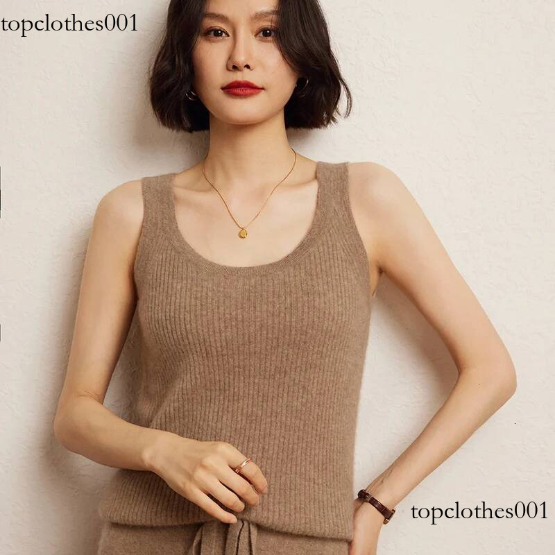 New Women Sexy 100% Cashmere High Elasticity Crop Fashion Tops O-Neck Tank Soft Warm Ladies Knit Camisole Basic Bottom Vest