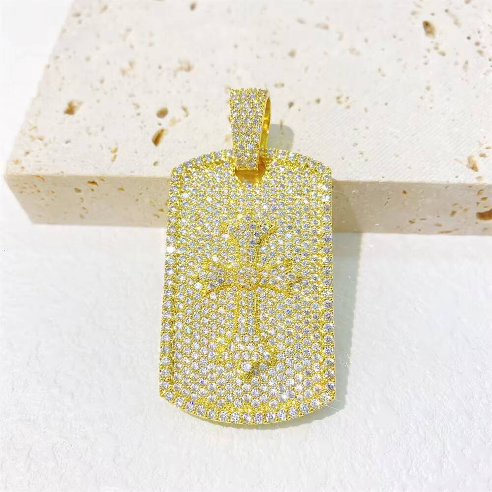 925 Silver VVS Moissanite Hip-hop Fashion Pendant Cross-Border Selling Full Diamond Square Brand Personalized