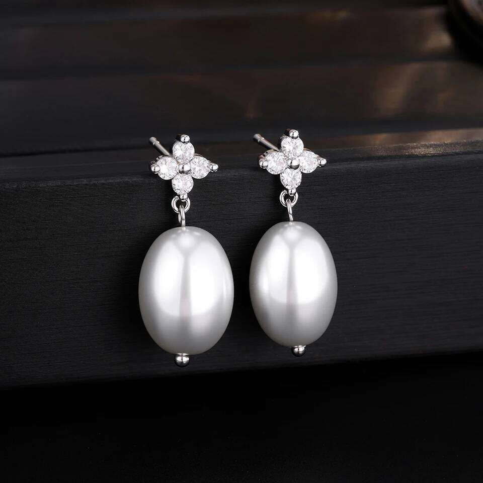 ZAKOL New Exquisite Zircon Oval Pearls Drop Dangle for Women Elegant Bridal Earrings Wedding Jewelry