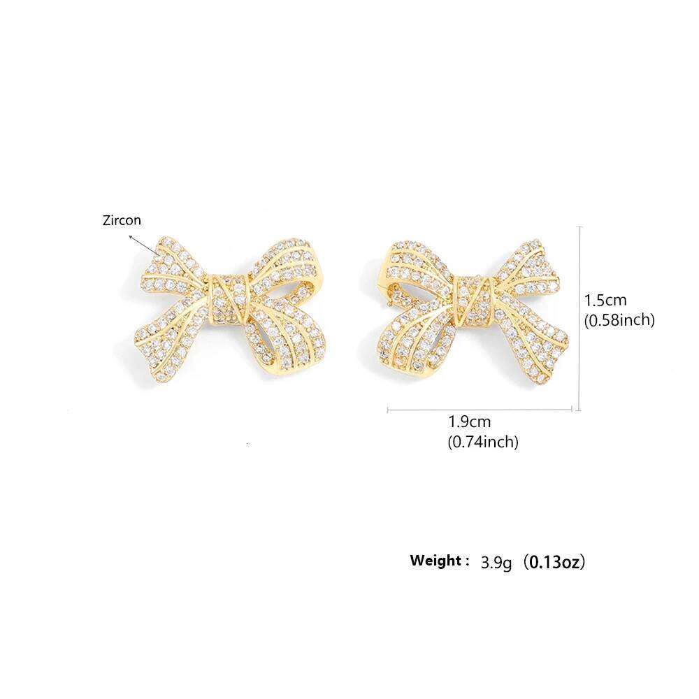ZAKOL New Brilliant Micropaved Zirconia Bowknot Earrings Delicate Sliver Color Ear Accessories Gift for Women