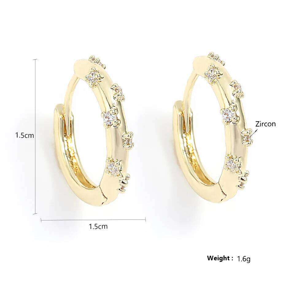 Korean Fashion Simple Gold Color Small Hoop Earrings AAA Cubic Zirconia Party Accessories for Women