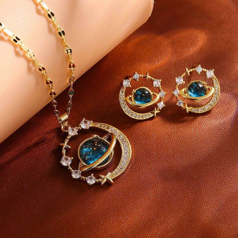 ZAKOL New Universe Planet Shiny Zircon Stud Earrings for Women Korean Fashion Aesthetic Jewelry Ear Accessories