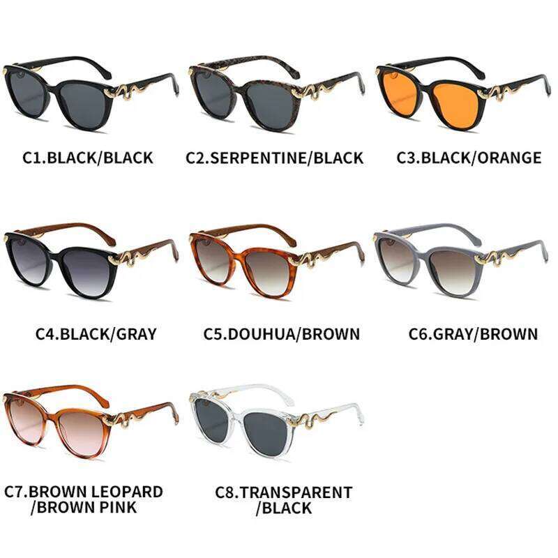 Vintage Y2k Cat Eye Gold Snake Sunglasses Women For Men Sun Glasses Punk Popular Sexy Ladies Luxury Brand Designer Shades Uv400