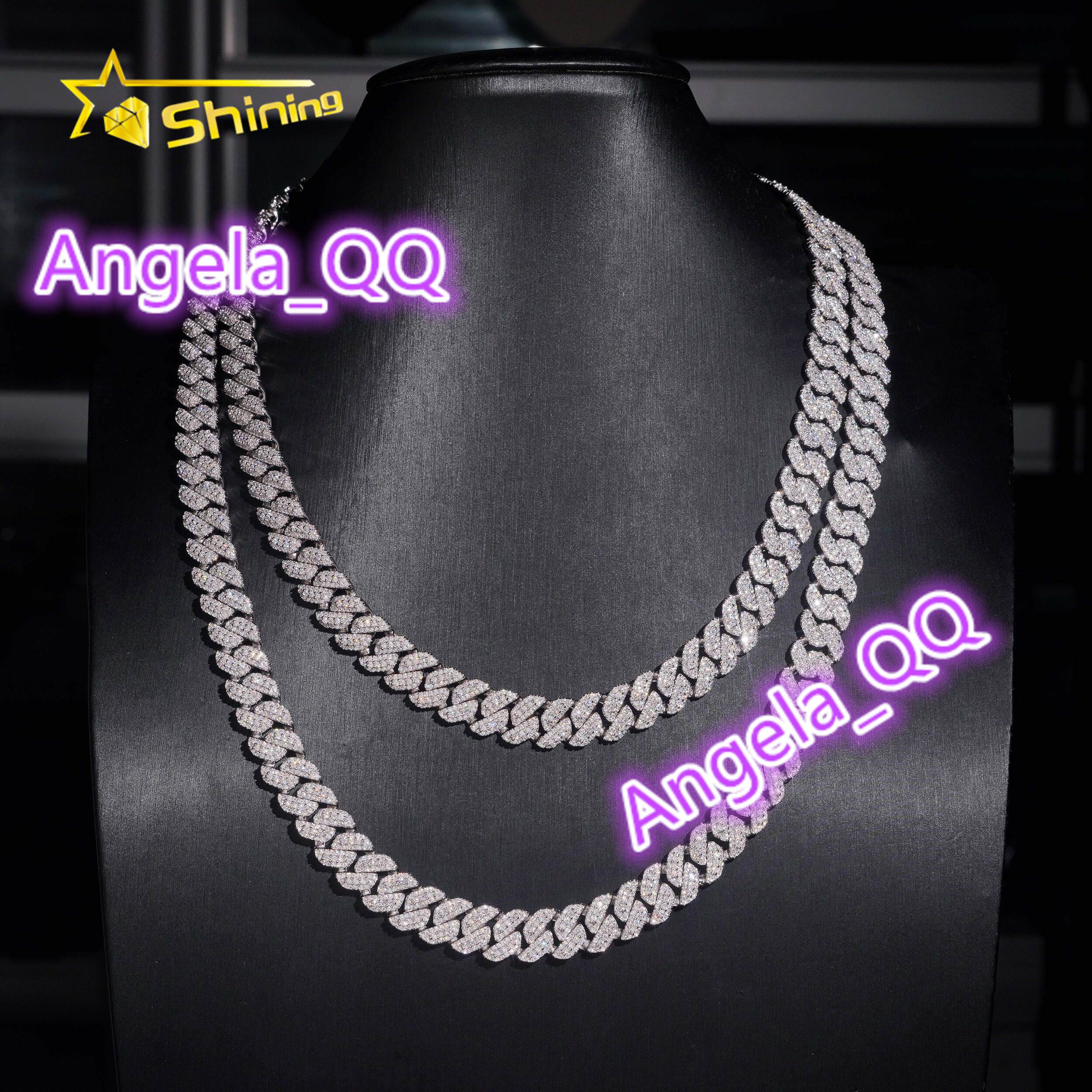 Hot Sale 925 Sterling Silver 10mm Iced Out Popular High Quality Hip Hop Moissanite Cuban Link Chain