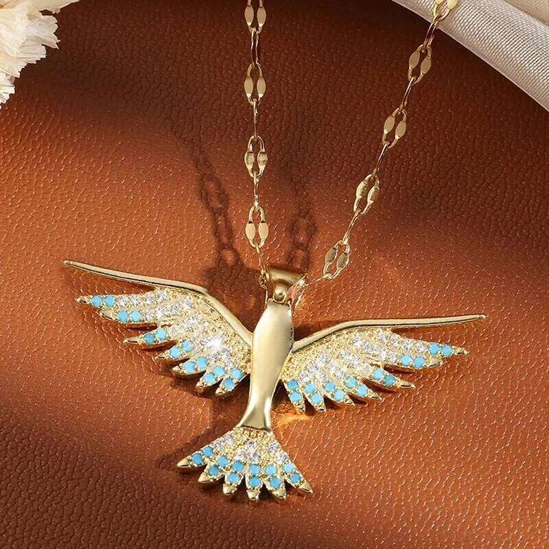 ZAKOL Vintage Phoenix Eagle Zirconia Necklaces For Women Men Hiphop Gold Color Metal Crystal Clavicle Chain Choker Jewelry Gifts