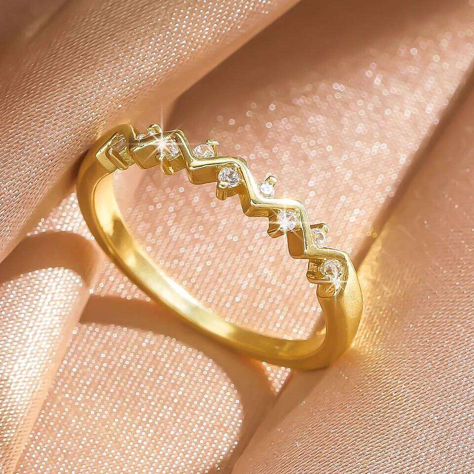 ZAKOL Minimalist Fashion 18K Gold Color Leaf Zircon Finger Ring for Women Exquisite Anniversary Birthday Jewelry Gift