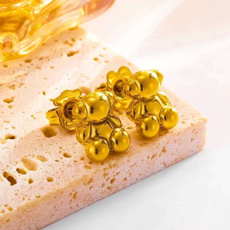 ZAKOL Shiny Zircon Teddy Bear Charm Drop Hoop Earrings for Women Girls Geometric Chinese Style Ear Accessories Jewelry Gift