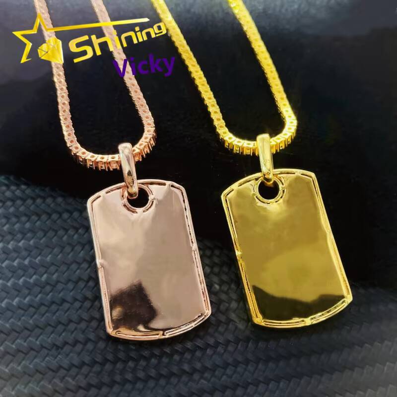 Fine Jewelry Ready to Ship 925 Sterling Silver Mossanite Tag Pendant Custom Iced Out Diamond Moissanite Pendant Men