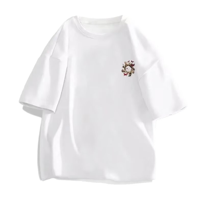 Summer New Arrival Heavyweight 100% Cotton Casual & Breathable Short Sleeve T-shirt. American Streetwear Style, Crew Neck, Loose Fit, Versatile Tee.