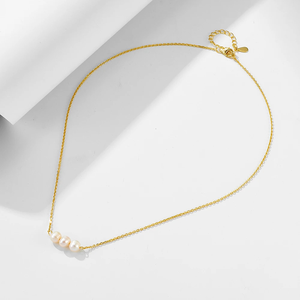 Natural Freshwater Pearl Necklace for Women 925 Sterling Silver Elegant Simple Minimalist Choker Chain 251223