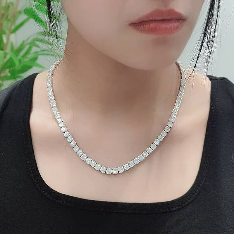 3mm 4mm 5mm 6mm Wholesale Price HIP POP Moissanite Diamond Tennis Chain S925 Silver Tennis Necklace