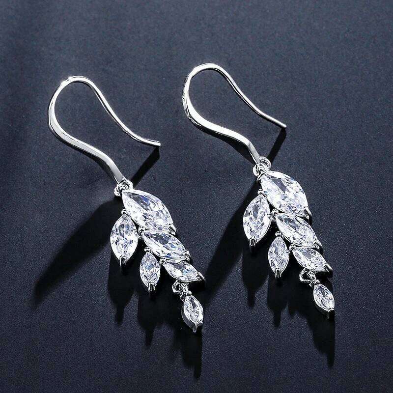 ZAKOL Classic Marquise Leaf Zircon Drop Hook Earrings Elegant Brilliant Crystal CZ Bridal Earring Wedding Jewelry Wholesale