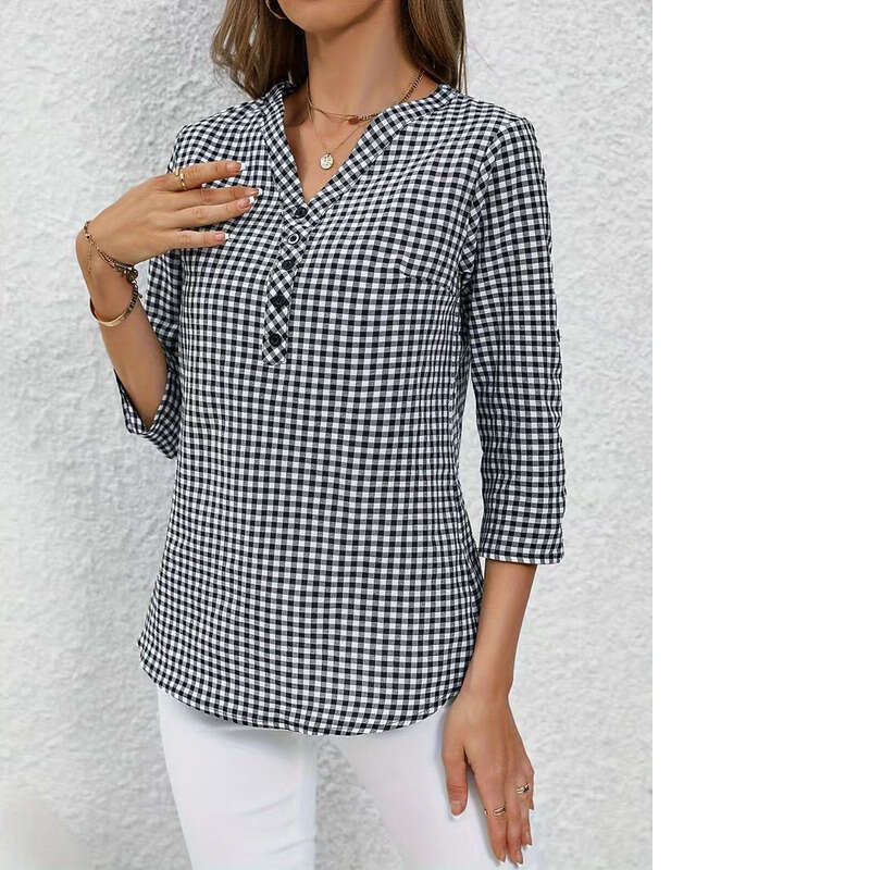 Women Pullover Hoodie Printed Sweatshirt K Fashionable Women S Retro Elegant Checkered Shirt