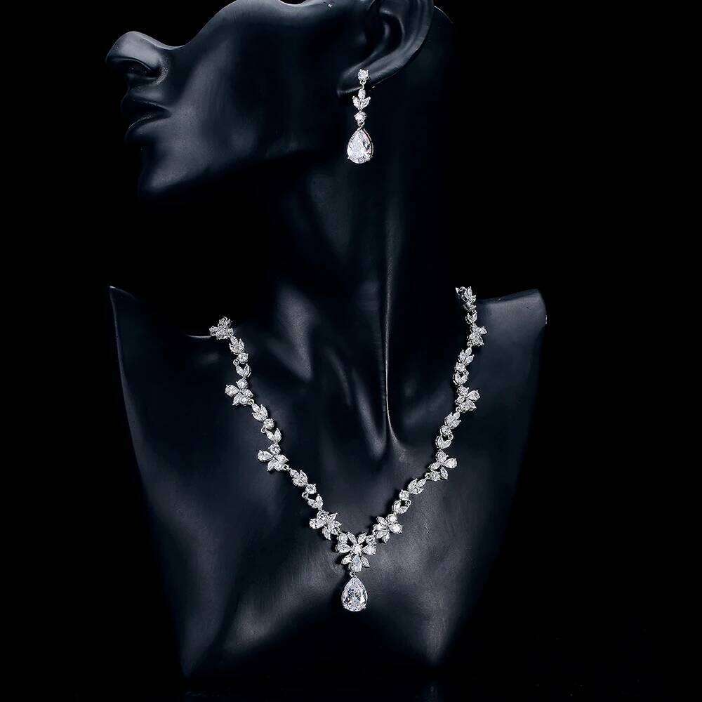 ZAKOL Brand Luxury AAA Zircon Earrings Necklace Set Gorgeous Crystal Dubai Wedding Party Jewelry