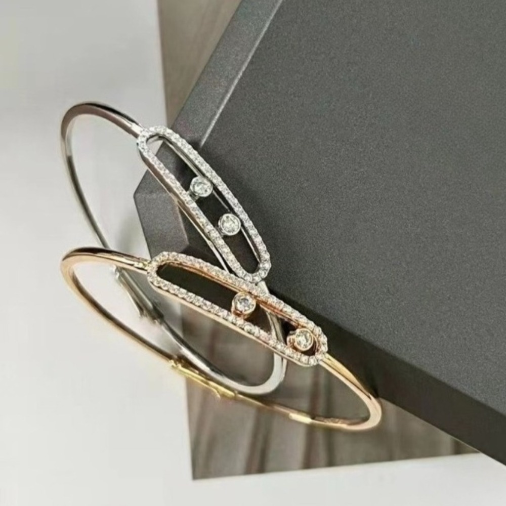 M Brand Minimalist Adjustable Rose Gold Fashion Bracelet for Women with 3 Diamonds for Daily Wear and Business Gatherings - Luxury Jewelry Gift for Girls