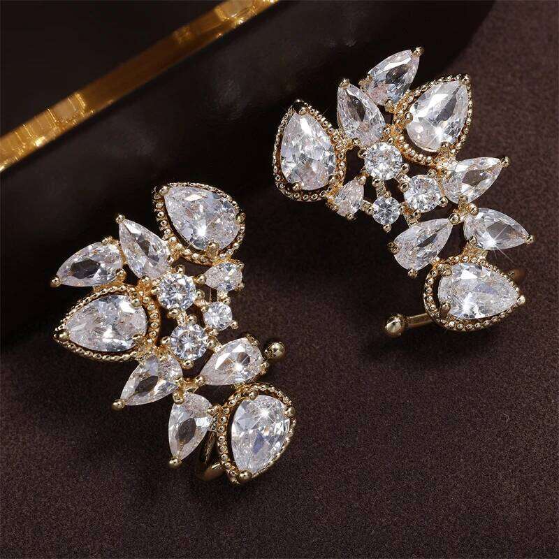 ZAKOL Luxury Silver Color Statement Flower Stud Earrings for Women Fashion AAA Zirconia Crystal Ear Jewelry Bridal Wedding Gifts