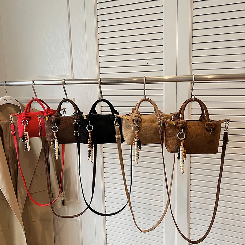 LEFTSIDE Women Small Suede Crossbody Bag Winter Retro Short Handle Shoulder Bag Handbags and Purses 251225