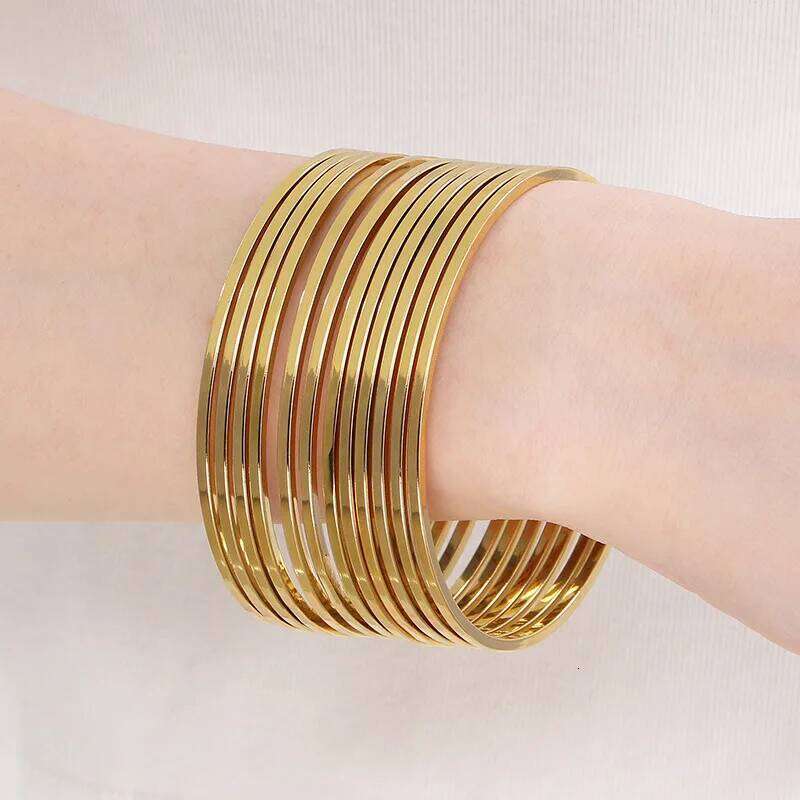 ZAKOL 2mm Width Stainless Steel Smooth Circles Bracelet for Women Minimalist Fashion Waterproof Stackable Jewelry