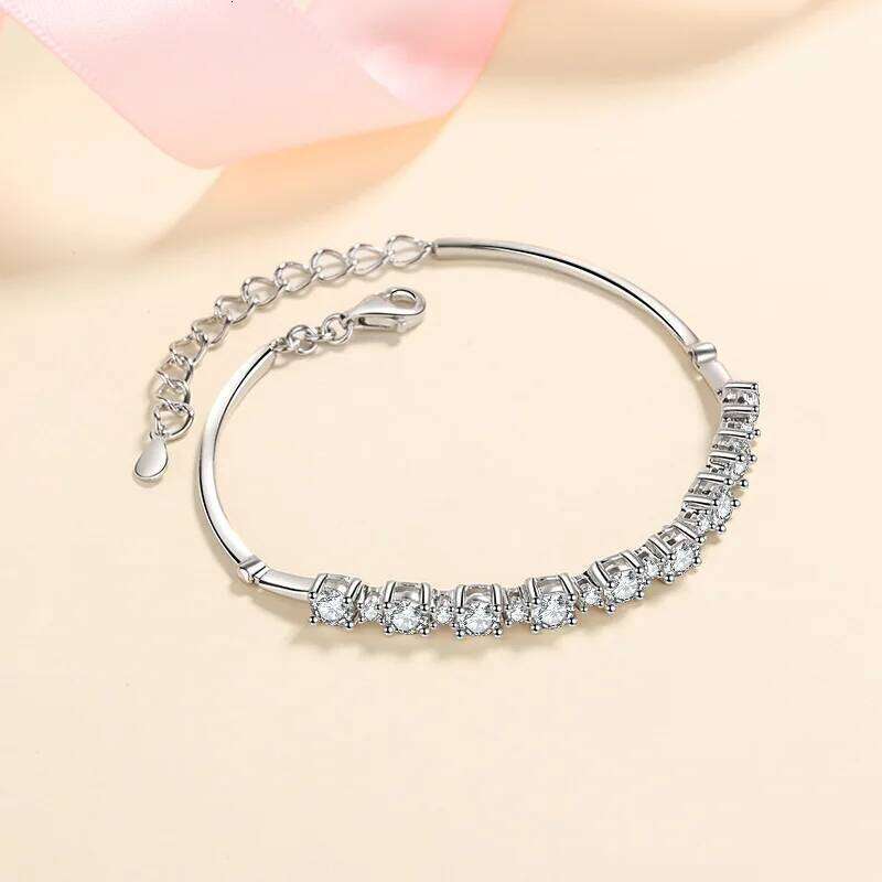 2.7ct Moissanite Tennis 925 Sterling Silver Plated White Gold Bracelet for Women Man Sparkling Party Jewelry 22d