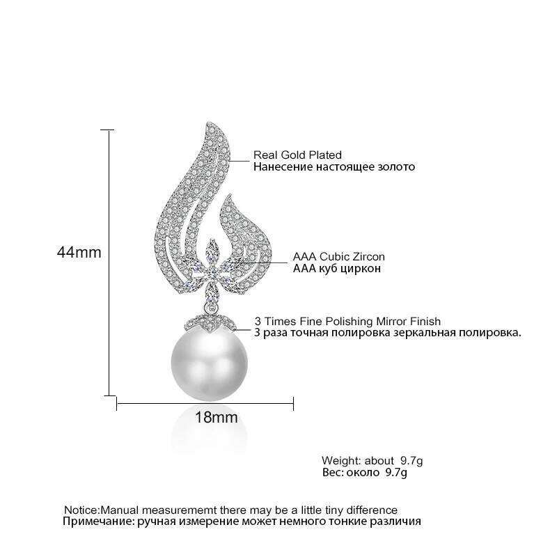 ZAKOL Classic Sparkling Zircon Pearl Bridal Earrings Elegant Engagement Wedding Party Jewelry for Women