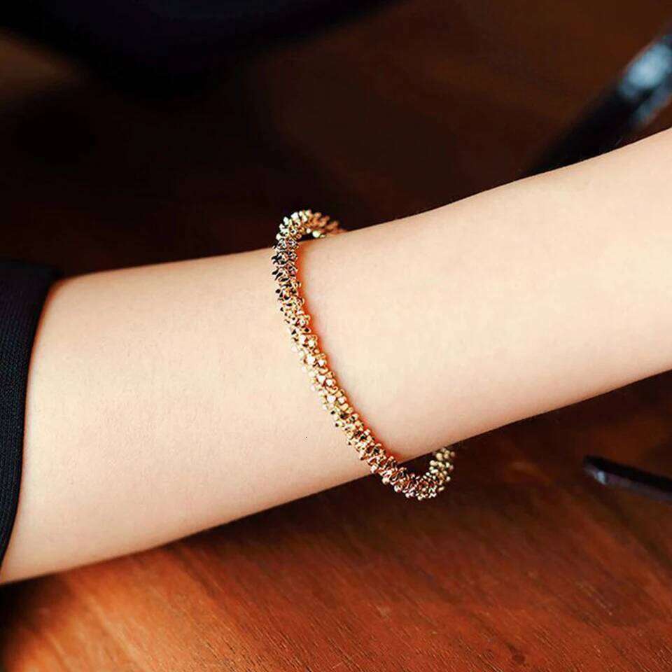 Classic Simple Copper Alloy Gold Colour Jewelry Open Bracelet Korean Fashion Accessories Girl's OL Style Cuff Bangle For Woman