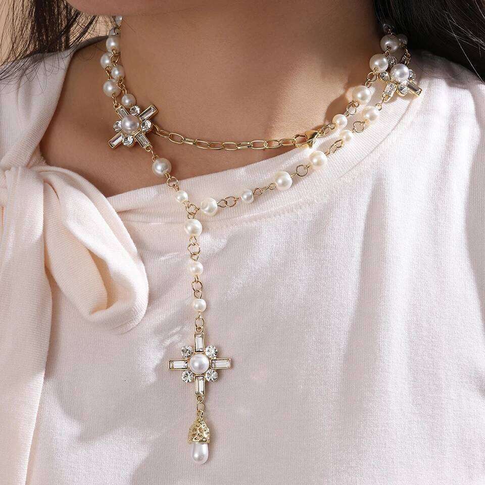 ZAKOL Luxury Double Layer Long Pearl Pearls Flower Sweater Chain Necklace for Woman Exquisite Party Wear Jewelry