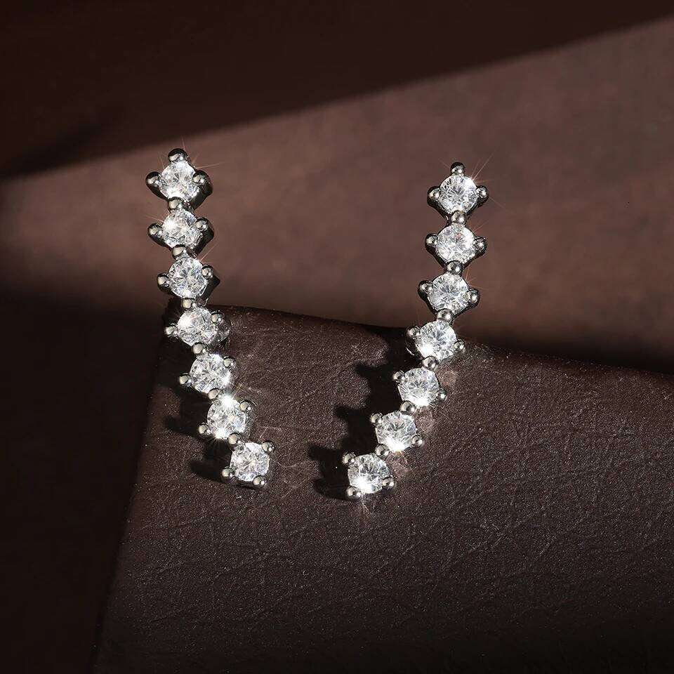 ZAKOL Fashion Round Shiny Zircon Climbing Earrings for Women Long Dipper Climber Ear Cuff Earring Wedding Jewelry