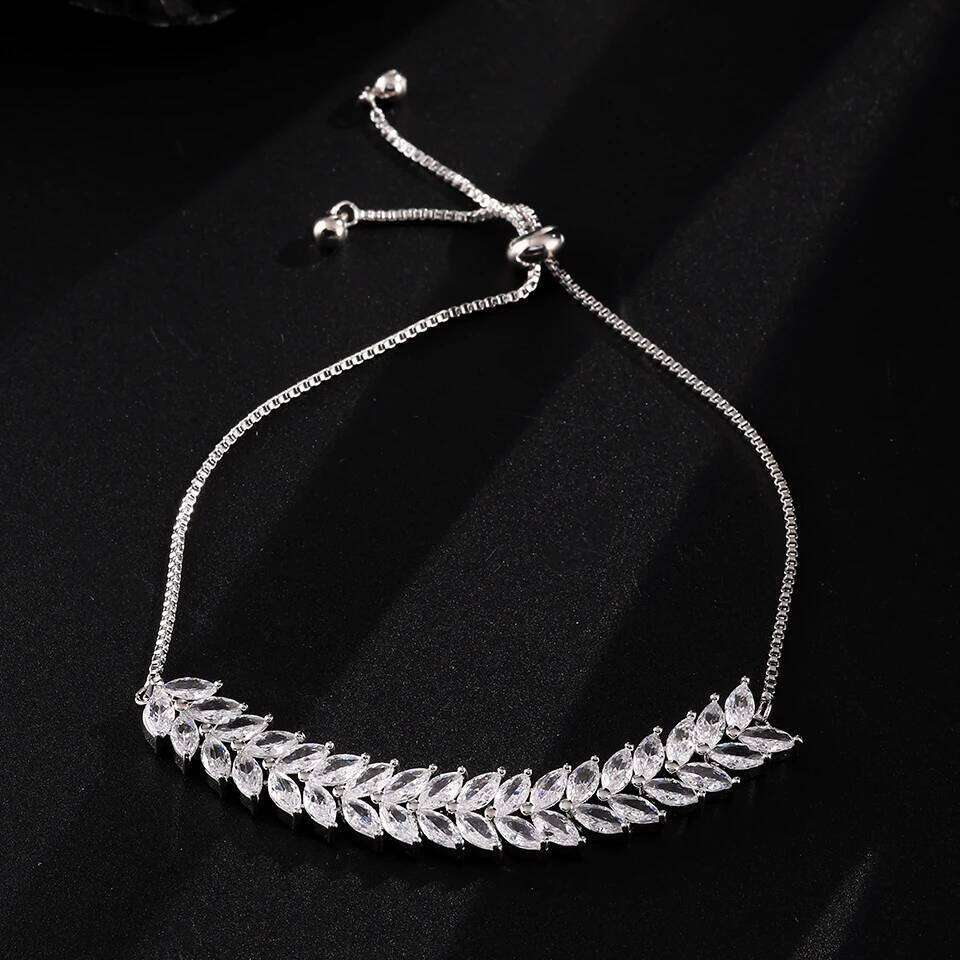 ZAKOL Mariquesa Cubic Zirconia Charm Bracelet for Women Shiny Crystal Adjustable Bracelets Wedding Jewelry Wholesale
