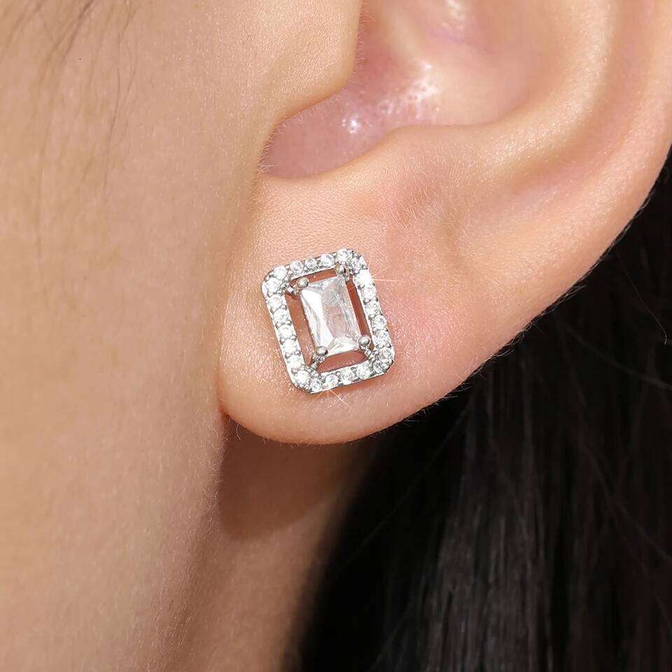 ZAKOL Simple Rectangle Heart Shaped Zircon Earrings Necklace Jewelry Set for Women Shiny Cubic Zirconia Party Accessories Gift