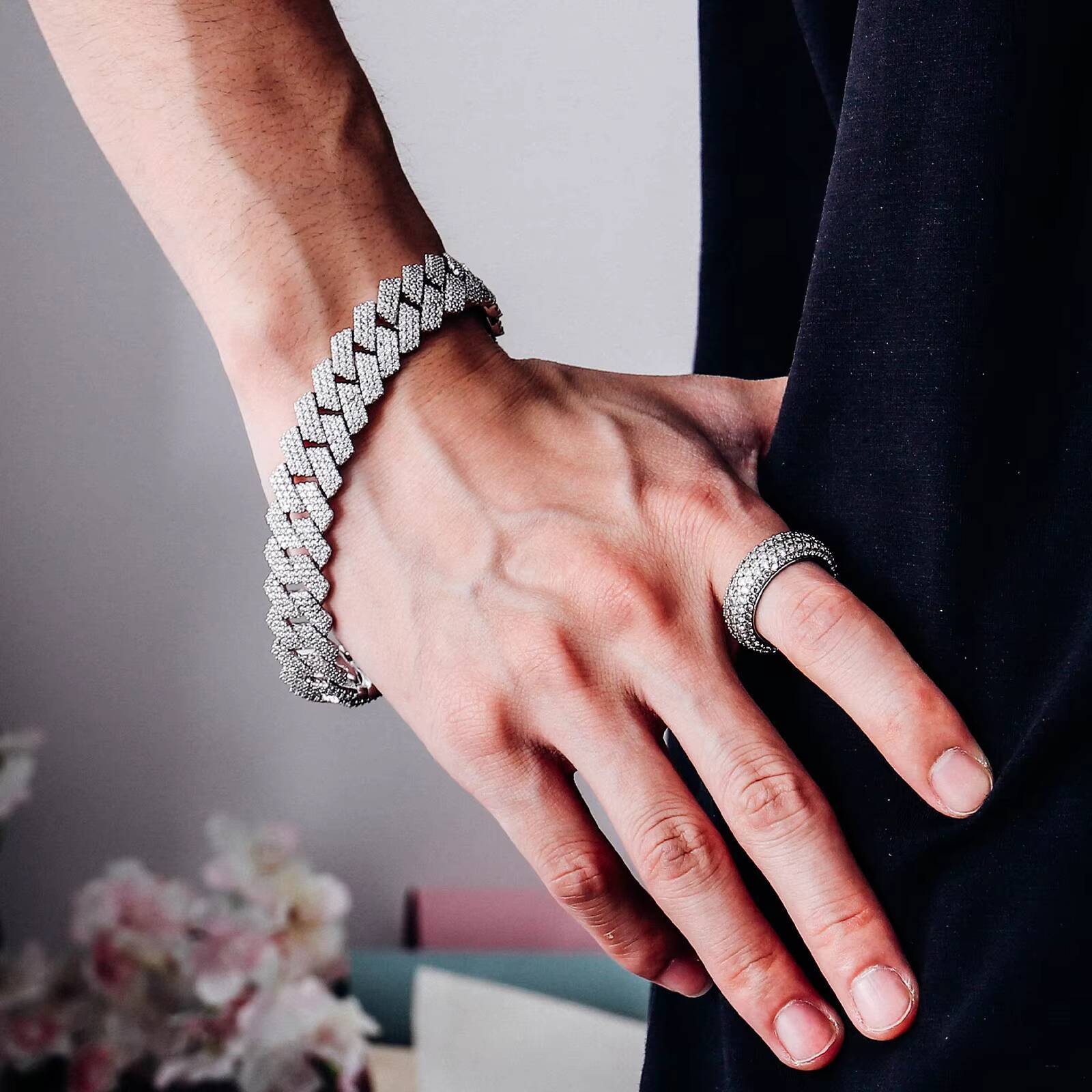 QIANAO Hip Hop Jewelry 15mm Solid 925 Sterling Silver VVS1 Moissanite Diamond Heavy Iced Out Cuban Link Chain Necklace