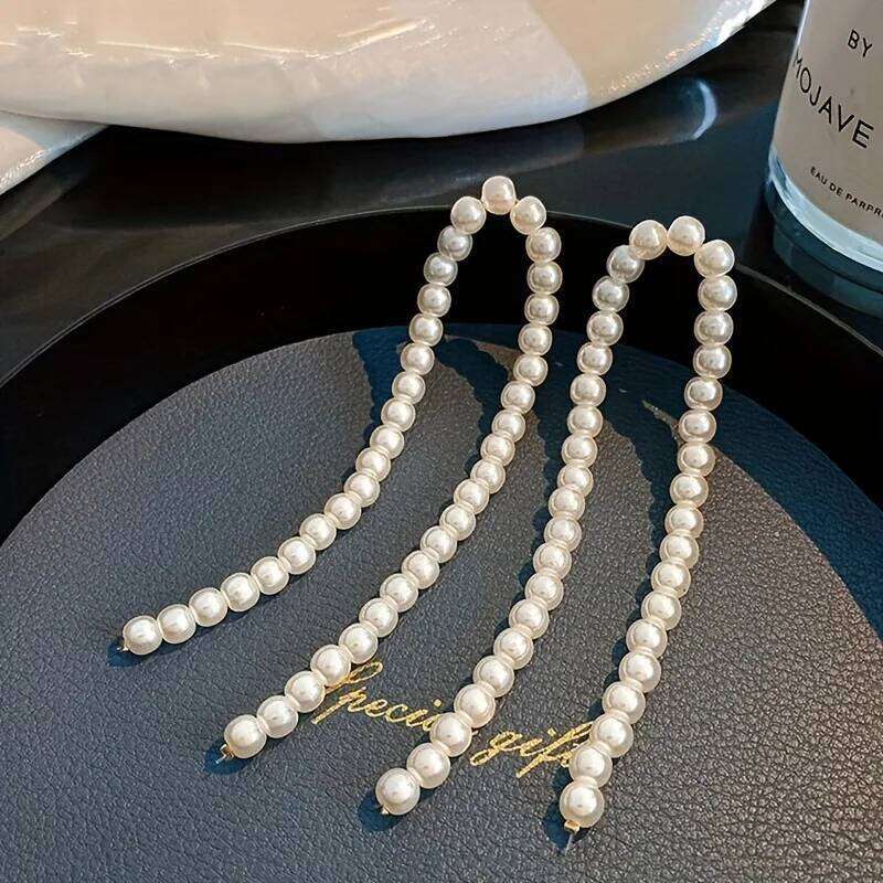 ZAKOL Gorgeous Imitation Pearl Beads Long Tassel Earring for Women Fashion Elegant Wedding Party Jewelry Anniversary Gift