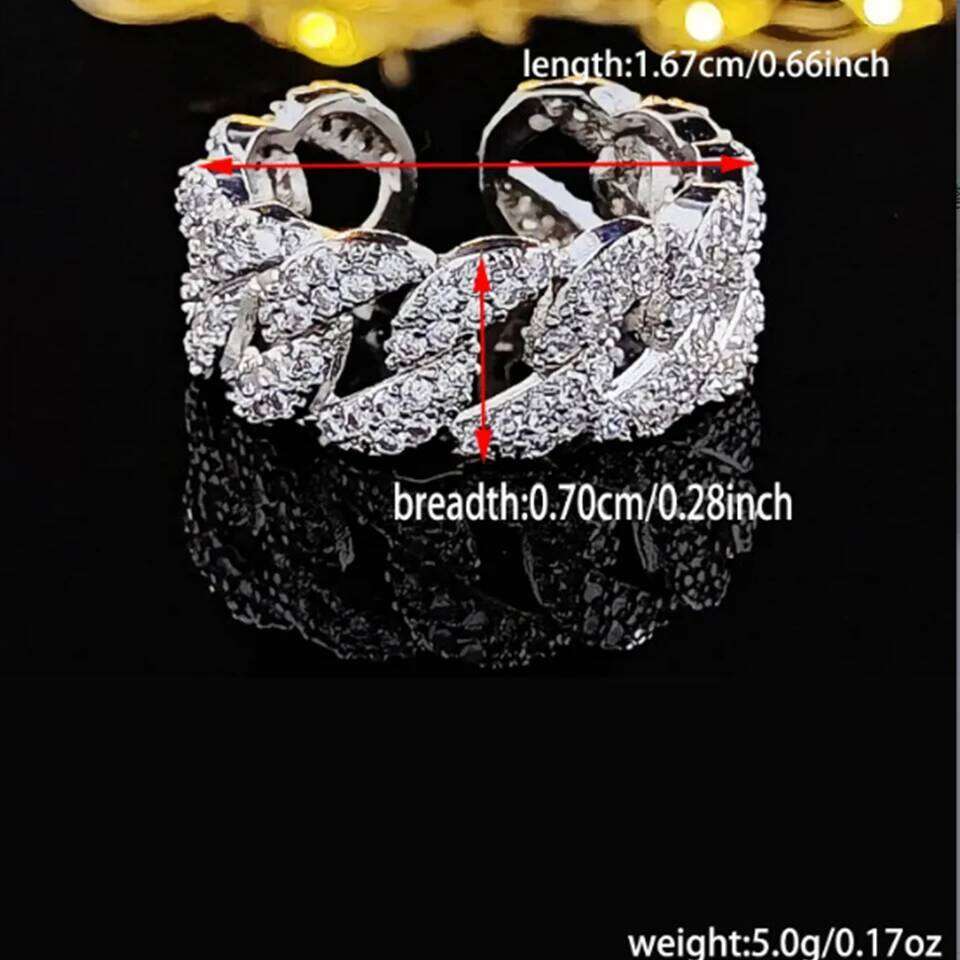 ZAKOL New Trendy Silver Color Chain Open Ring For Women Micro-Intact Zircon Wedding Anniversary Gift Jewelry